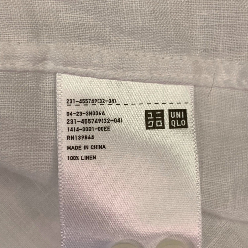 Uniqlo Premium Linen Shirt Womens XS White Long Sleeve Button Down Blouse - Picture 10 of 14